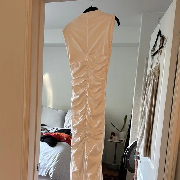 Meshki Cream Ruched Pencil Midi Dress - Picture 4 of 4